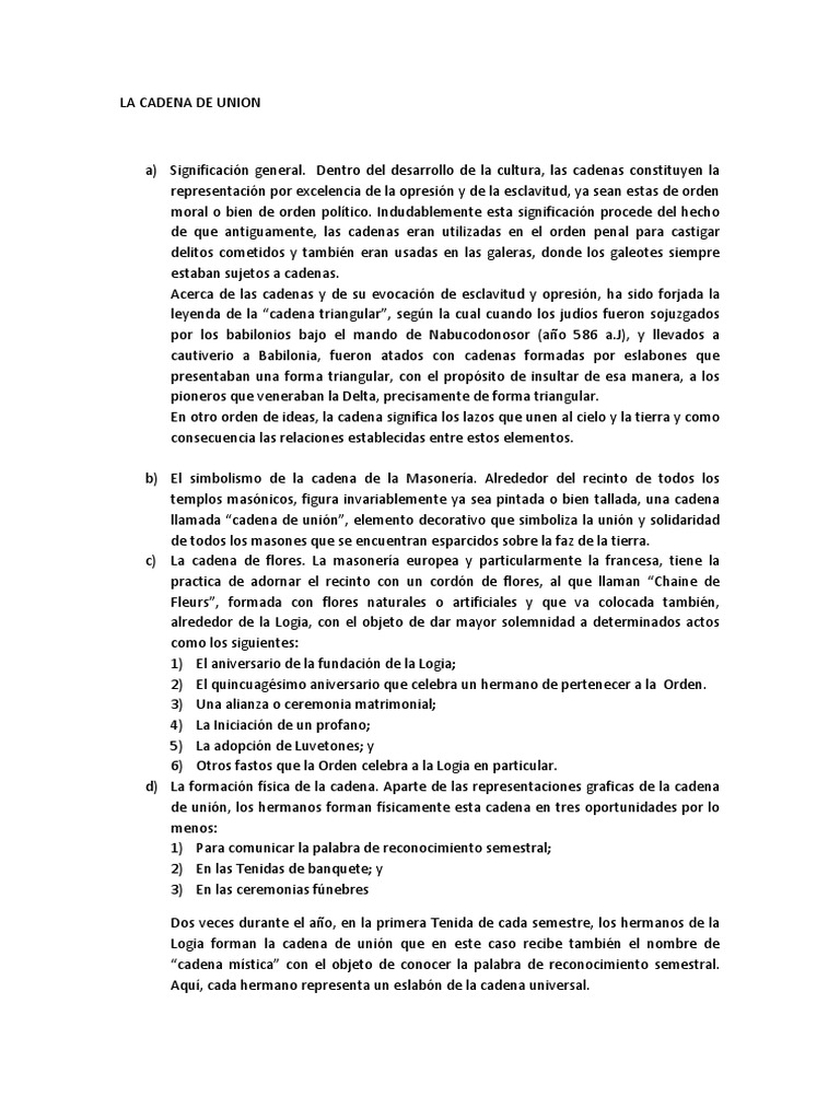 La Cadena de Union PDF Masonería Religión y creencia