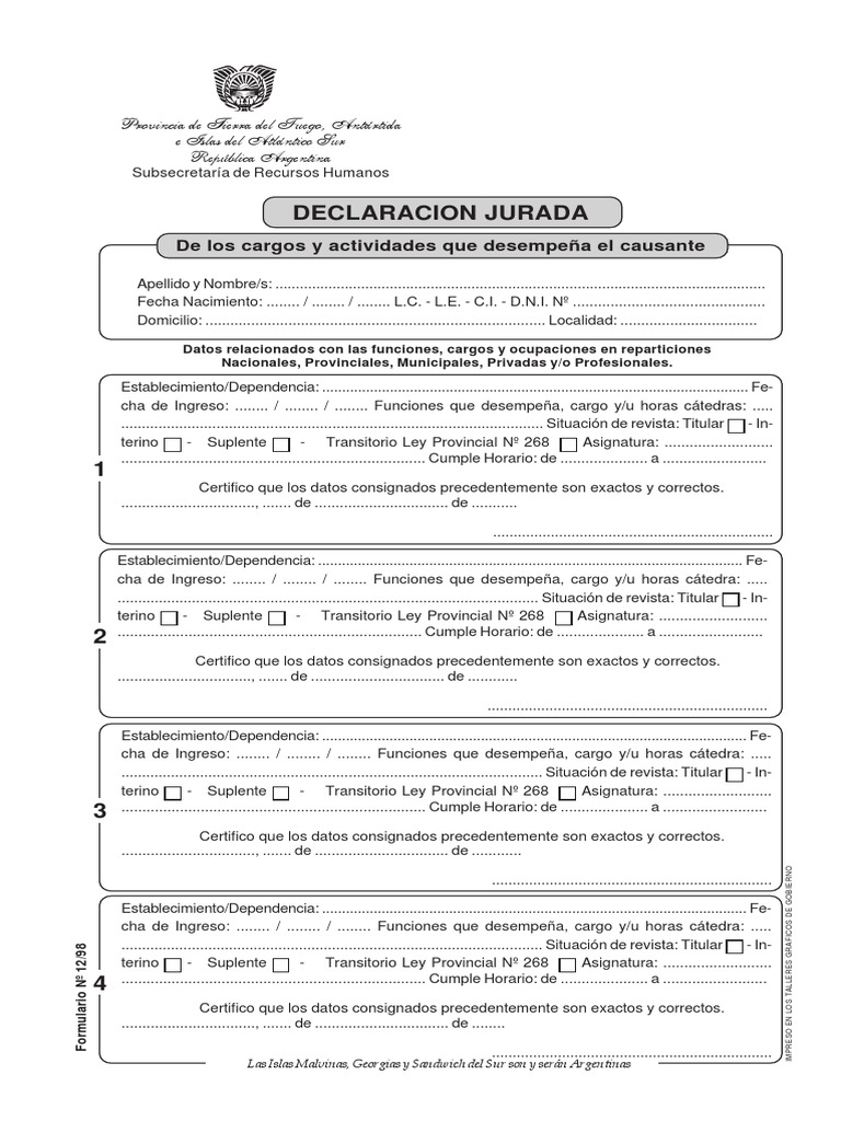 Declaración Jurada de Cargos Docentes | PDF | Gobierno | Política (general)