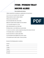 Homonyms Worksheet