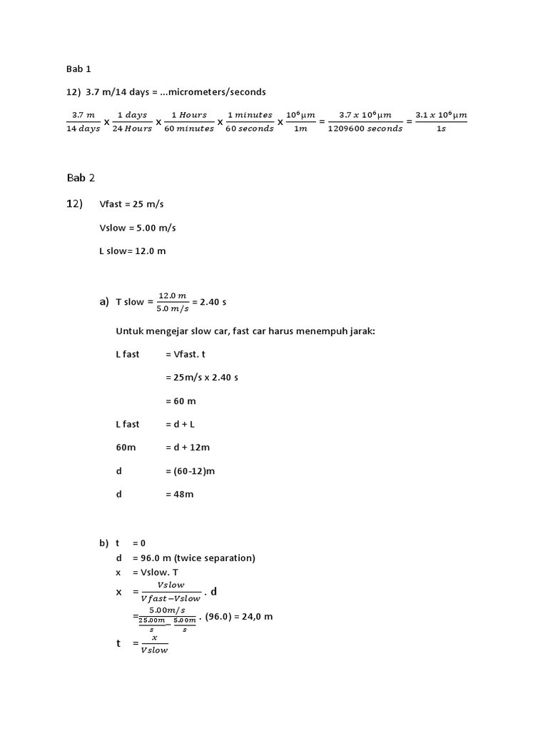Physics Calculations for Car Speeds | PDF | Teaching Methods & Materials