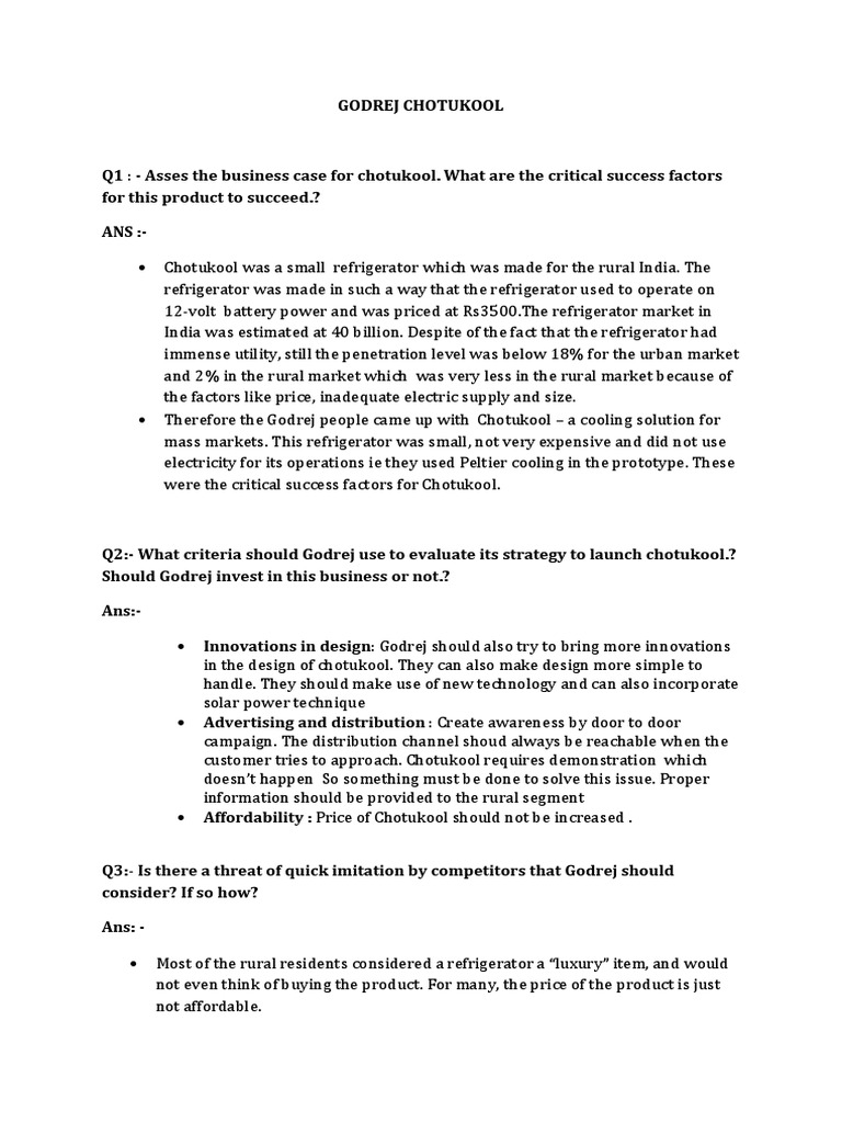 What product and process innovations did the chotukool entail? image