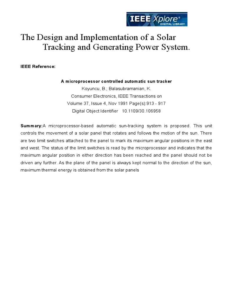 Solar Tracking Power System Design | PDF | Power Supply | Direct Current