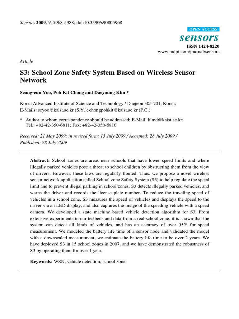 School Zone Safety System Based On Wireless Sensor | PDF | Wireless ...