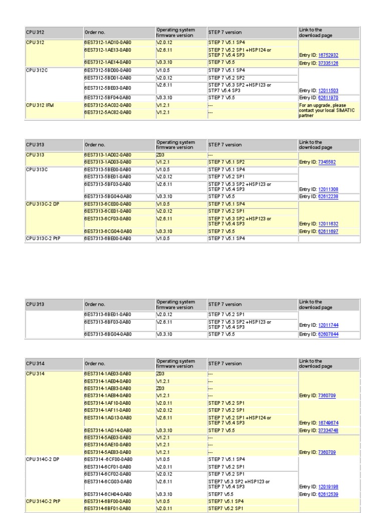 CPU 312 Firmware and STEP 7 Info | PDF | System Software | Computing