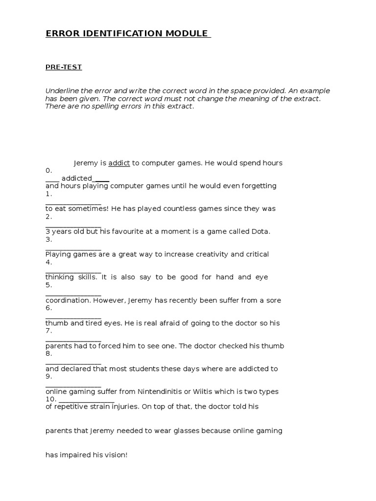 Error Identification Practice Exercises | PDF | English Language ...