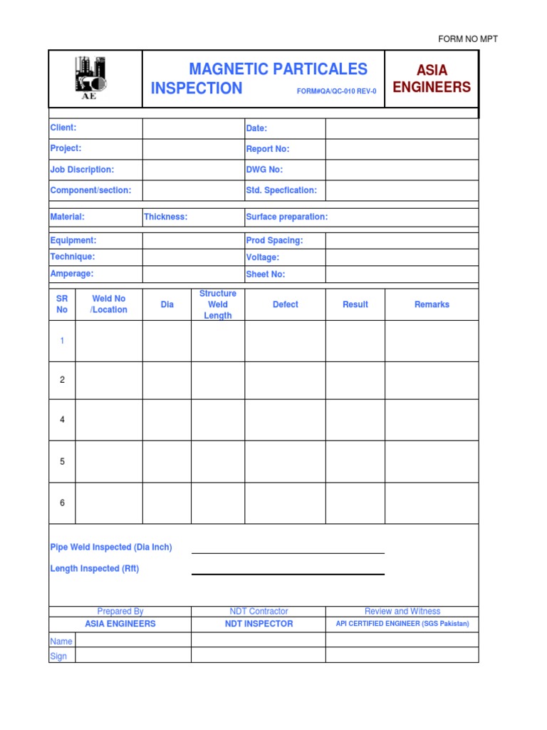 Magnetic Particales Inspection: Asia Engineers | PDF | Technology ...