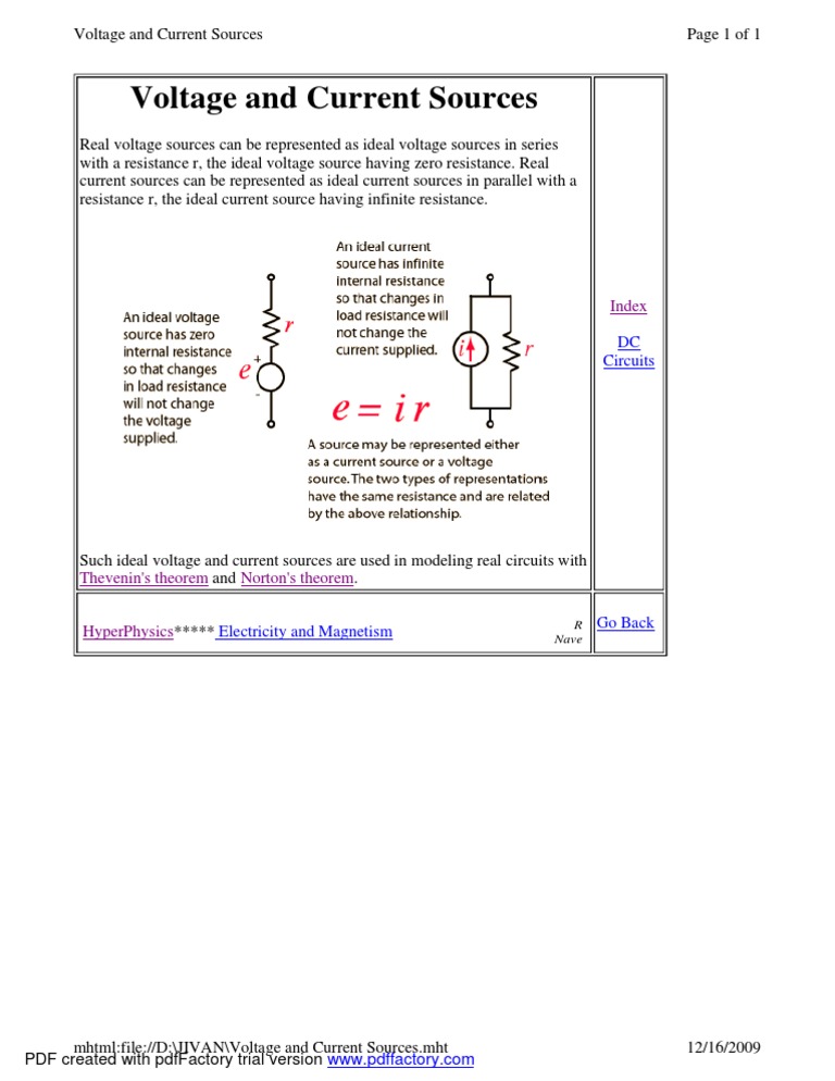 Voltage and Current Sources Explained | PDF