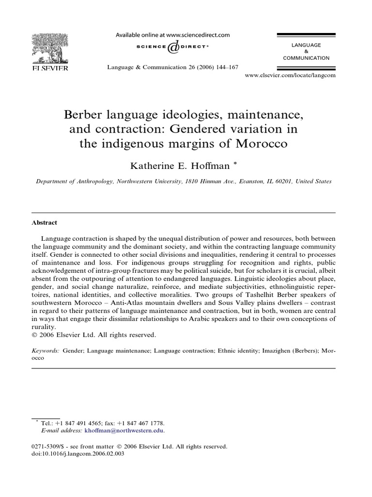Gender and Berber Language Shift in Morocco | PDF | Arabic | Berbers