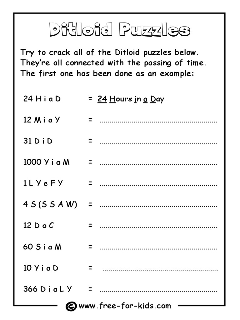 ditloid puzzle sheet pdf
