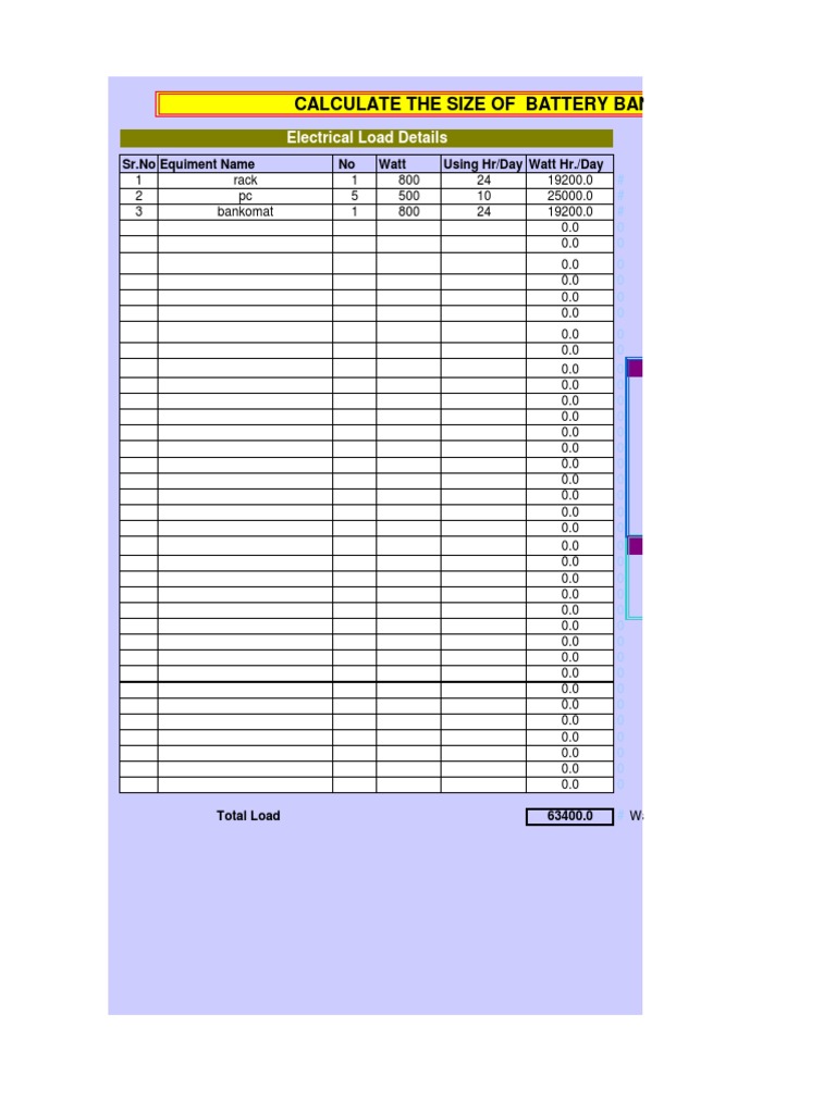 Electrical Load and Battery Sizing | PDF | Technology & Engineering