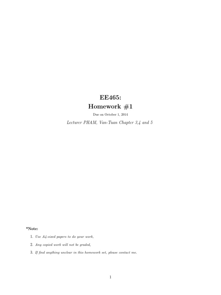 HW 1 | PDF | Systems Theory | Applied Mathematics