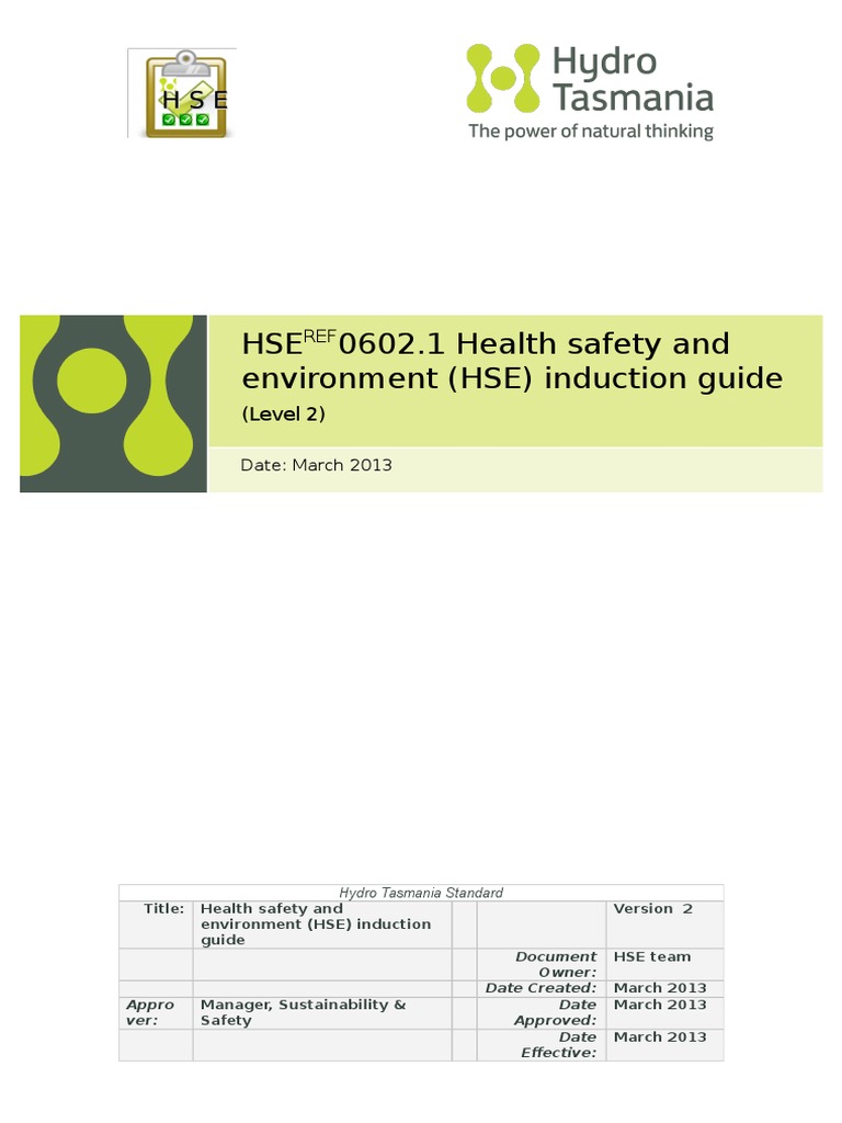 HSEREF0602.1 HSE Induction Guide | PDF | Occupational Safety And Health ...