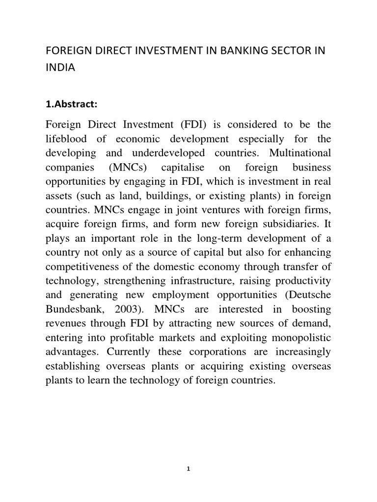 FDI Impact on India's Banking Sector | PDF | Foreign Direct Investment ...