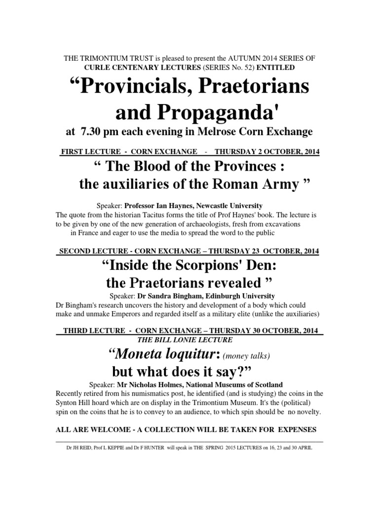 Curle Centenary Lectures 2014 Series | PDF | Social Science | History