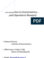Introduction To Econometrics and Operations Research
