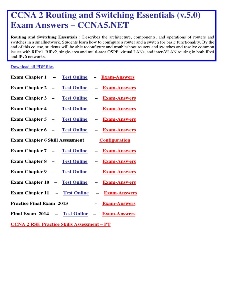Ccna 2 Chapter 10 Exam