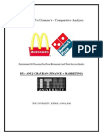 Mc-Donald Vs Domino's - Comparative Analysis: By:-Anuj Chauhan (Finance + Marketing)