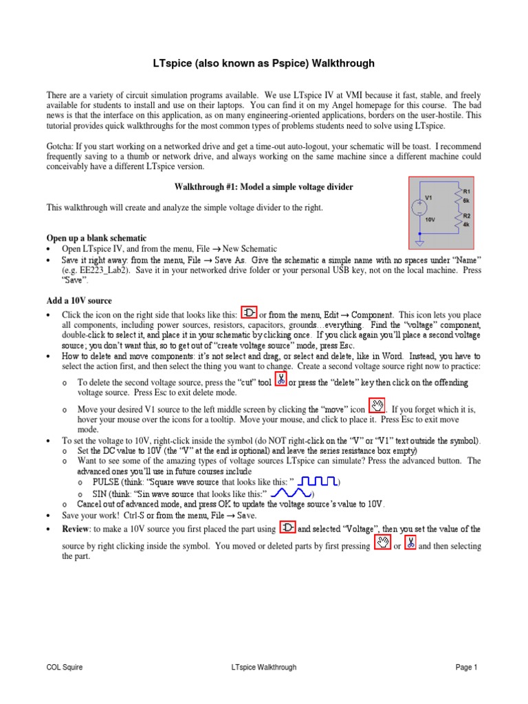 LTspice Tutorial PDF Operational Amplifier Electrical Network