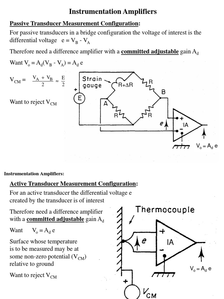 Instrumentation Amplifiers Passive Transducer Measurement