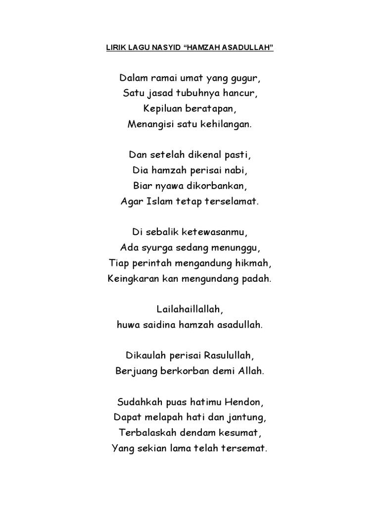 Lirik Lagu Nasyid Pdf