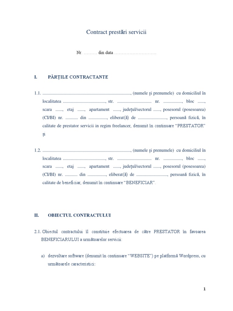 Contract Prestari Servicii | PDF