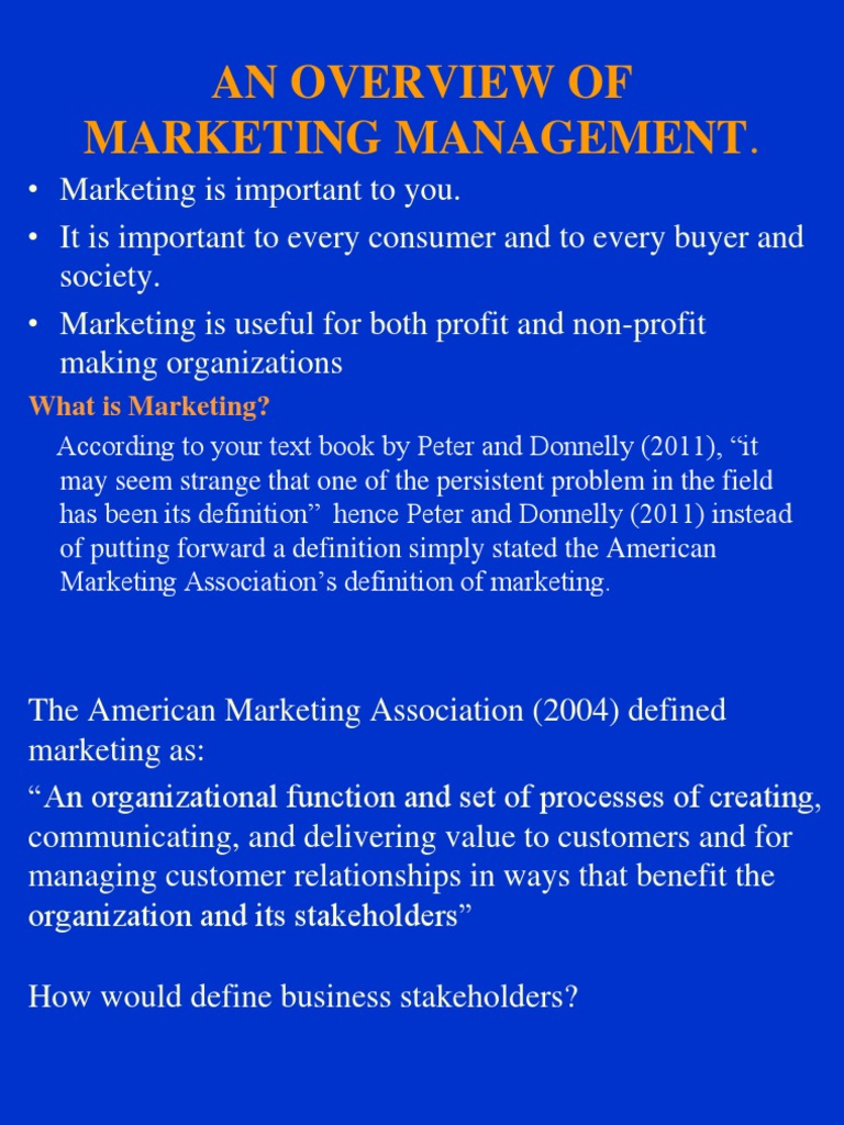 Lecture 1 the Scope of Marketing Part A | Sales | Marketing