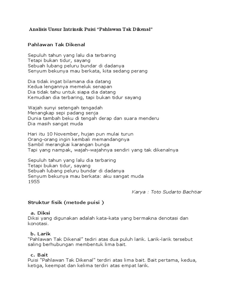 Puisi Pahlawan Tak Dikenal