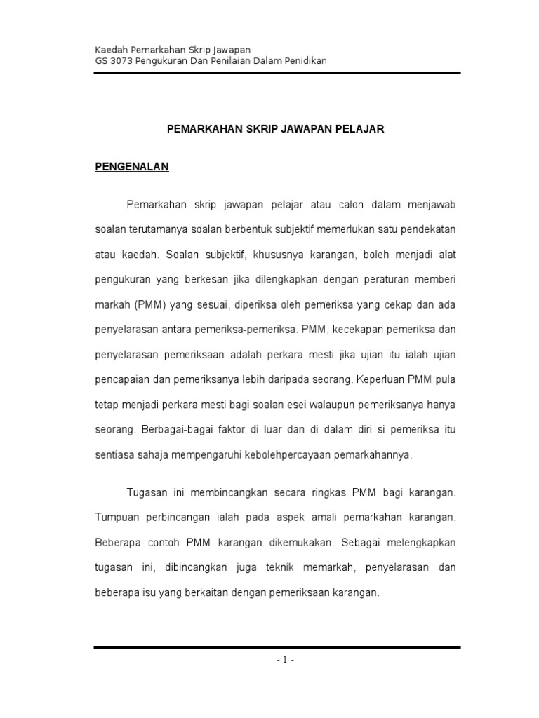 Pemarkahan Karangan Pdf