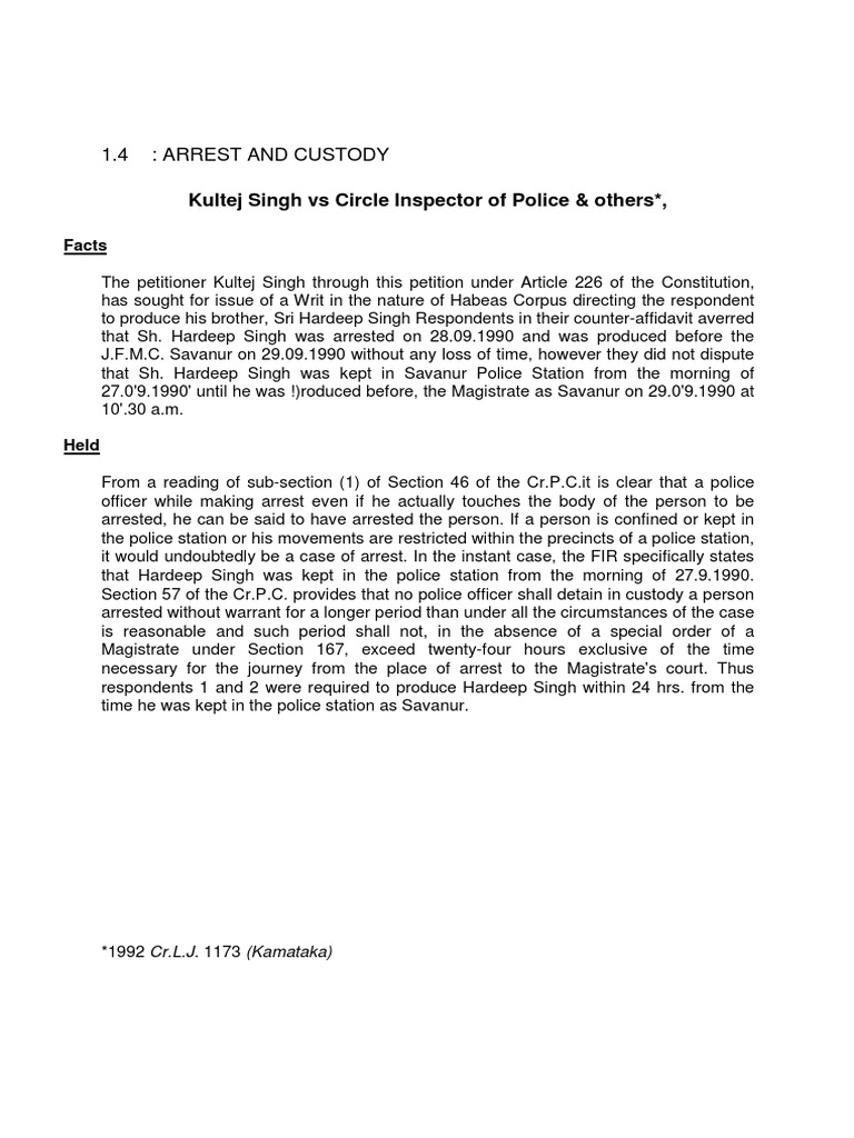 Ruling of Police by Supreme Court and High Courts of India Part02