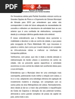 Declaração de voto dos vereadores do PS na Câmara Municipal de Almada a propósito das Grandes Opções do Plano e Orçamento para 2010