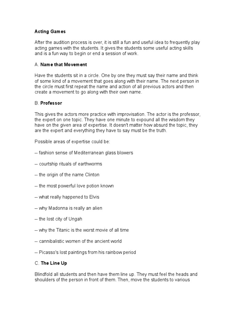 Acting Games | PDF