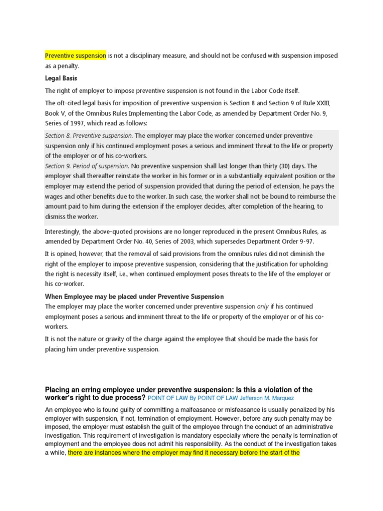 Re Preventive Suspension Employment Due Process Clause Free 30