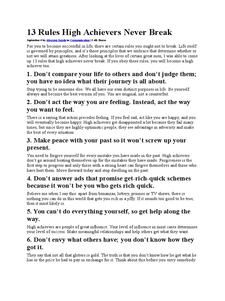 13 Rules High Achievers Never Break | PDF | Science | Philosophical Science