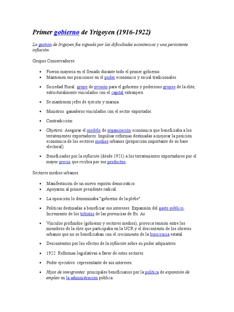 Primer Gobierno De Yrigoyen Pdf Unión Europea Agricultura