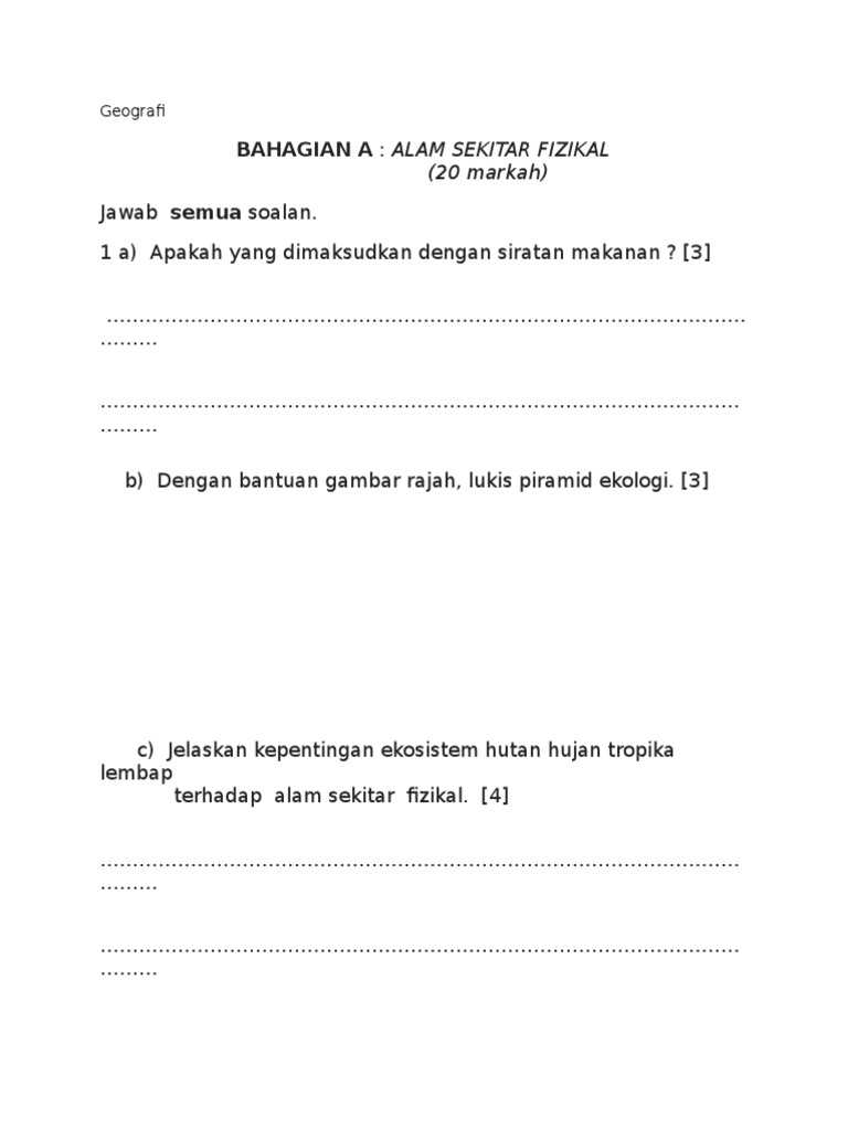 Contoh Soalan Geografi Stpm Penggal 2 - Contoh 36