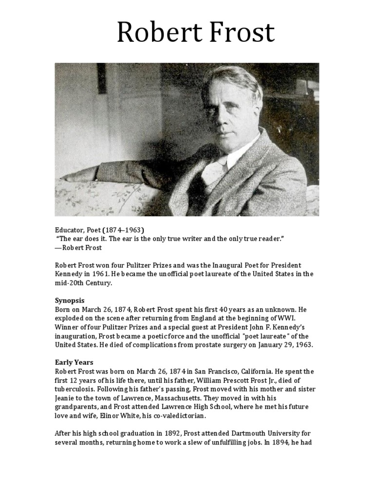 biography of robert frost class 10