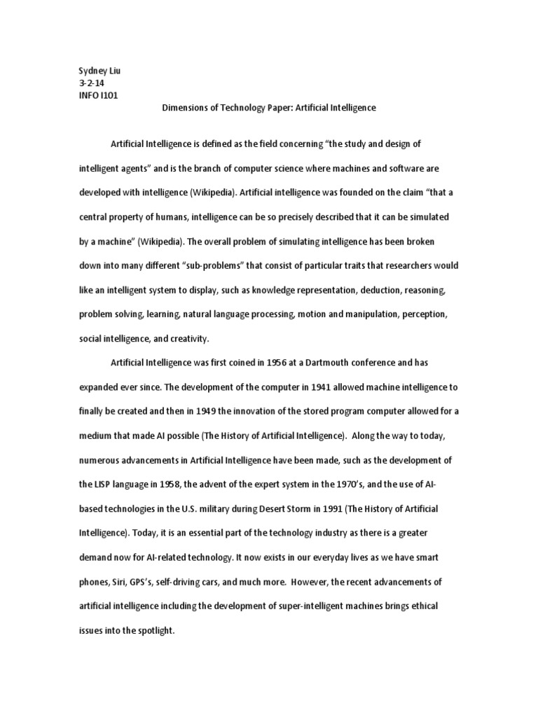 Dimensions of Technology PDF Artificial Intelligence Intelligence