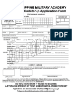Philippine Military Academy Cadetship Application Form