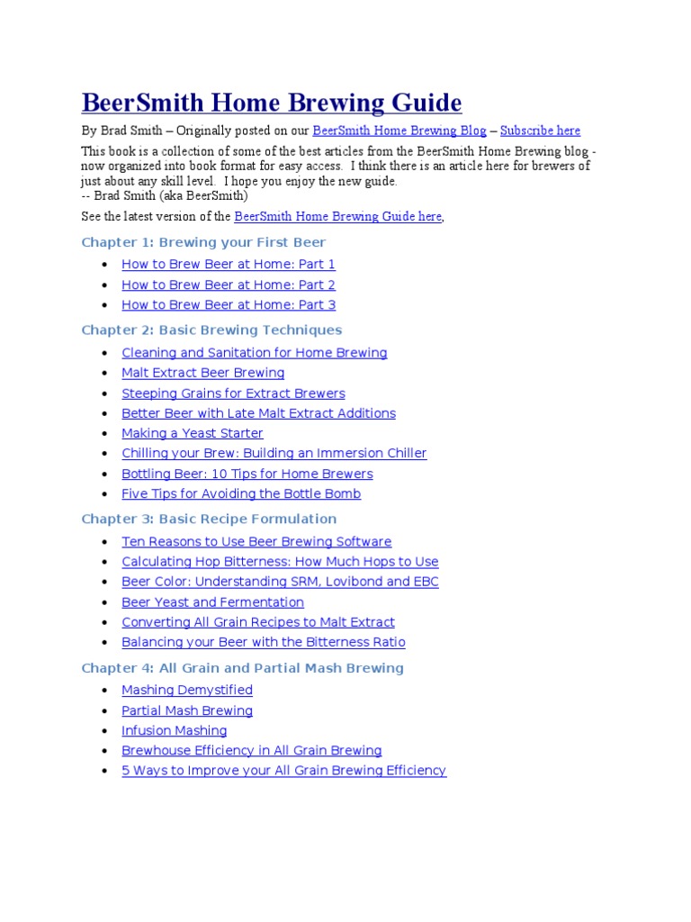 BeerSmith Home Brewing Guide PDF Homebrewing Brewing