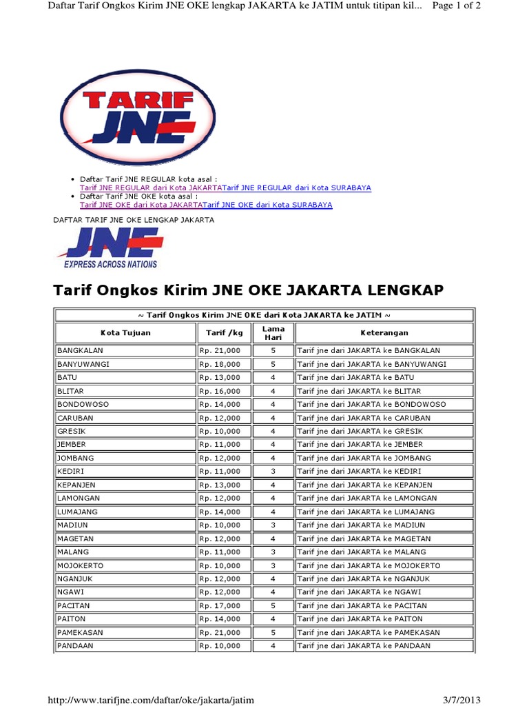 Cek Tarif Jne Surabaya Sidoarjo