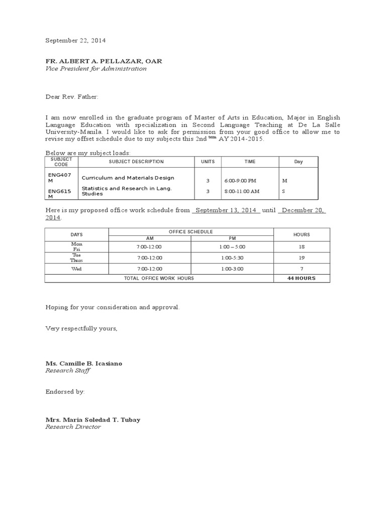 Request to Revise Offsetting Schedule | PDF | Career & Growth | Foreign ...
