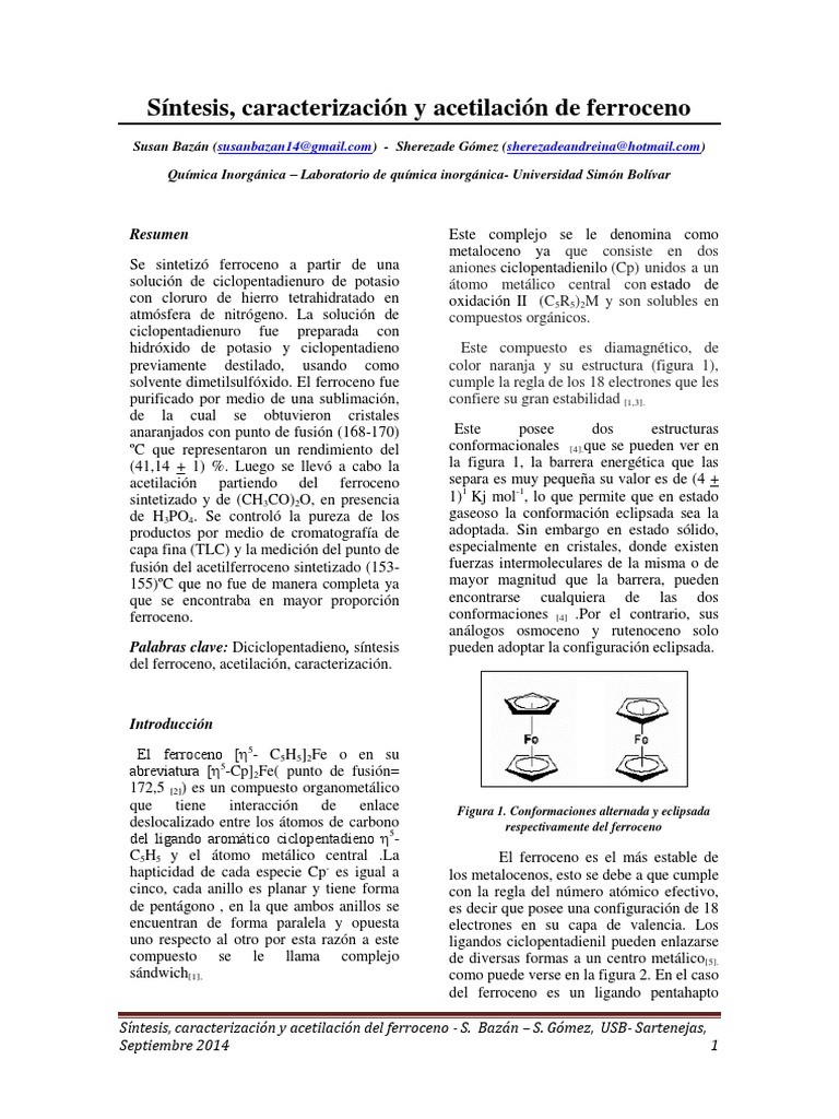 Síntesis y caracterización del ferroceno | PDF | Orbital Molecular ...