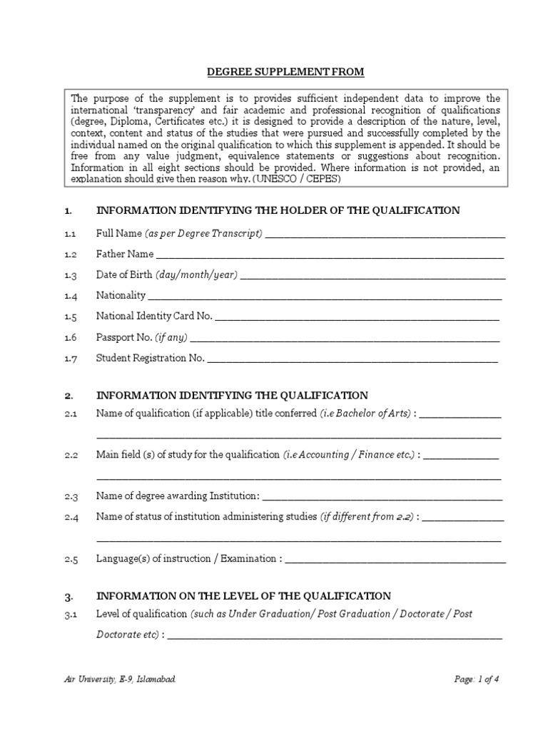Degree Supplement Information Guide | PDF | Academic Degree | Doctorate