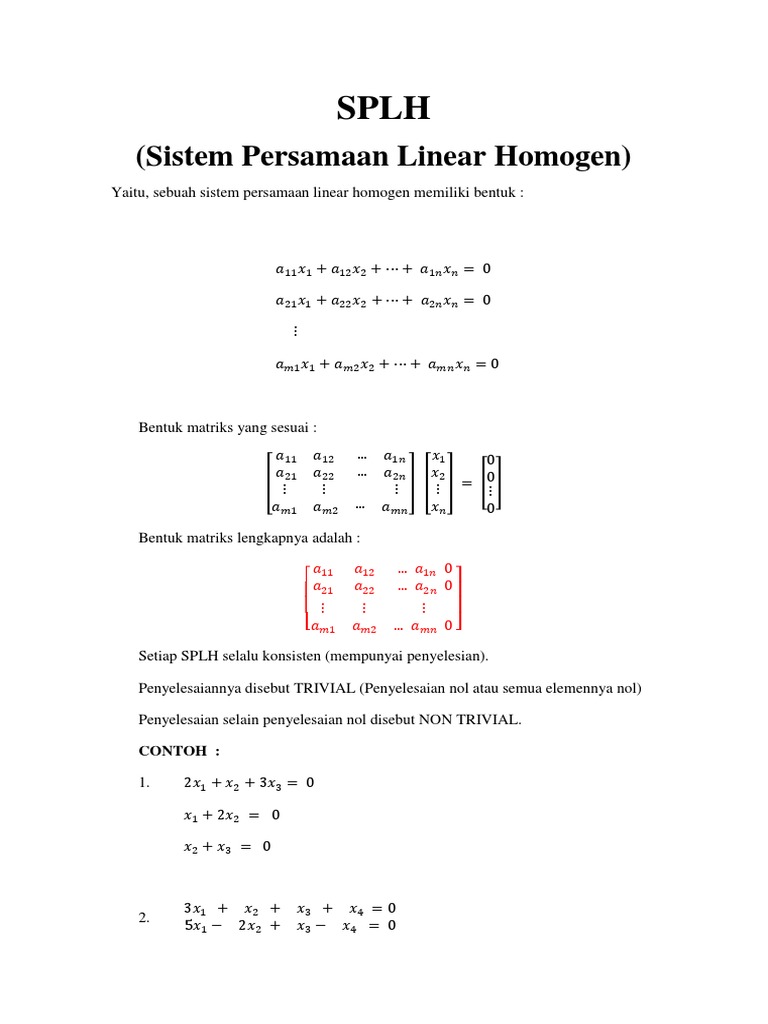 SPLH dan Vektor dalam Matematika | PDF