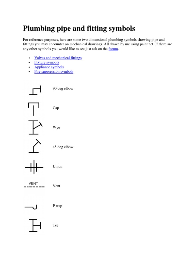 Plumbing Pipe and Fitting Symbols PDF Valve Plumbing
