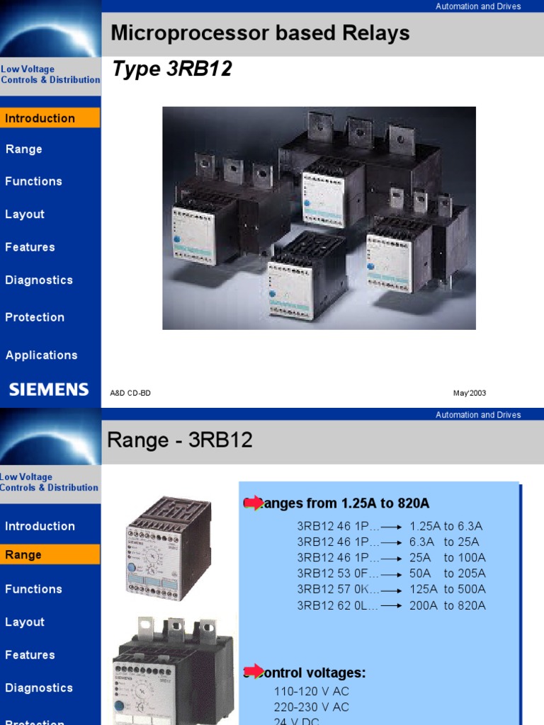 Microprocessor Based Overload Relay 3RB12 | PDF | Power Supply | Relay
