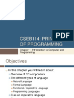 Cseb114: Principle of Programming: Chapter 1: Introduction To Computer and Programming