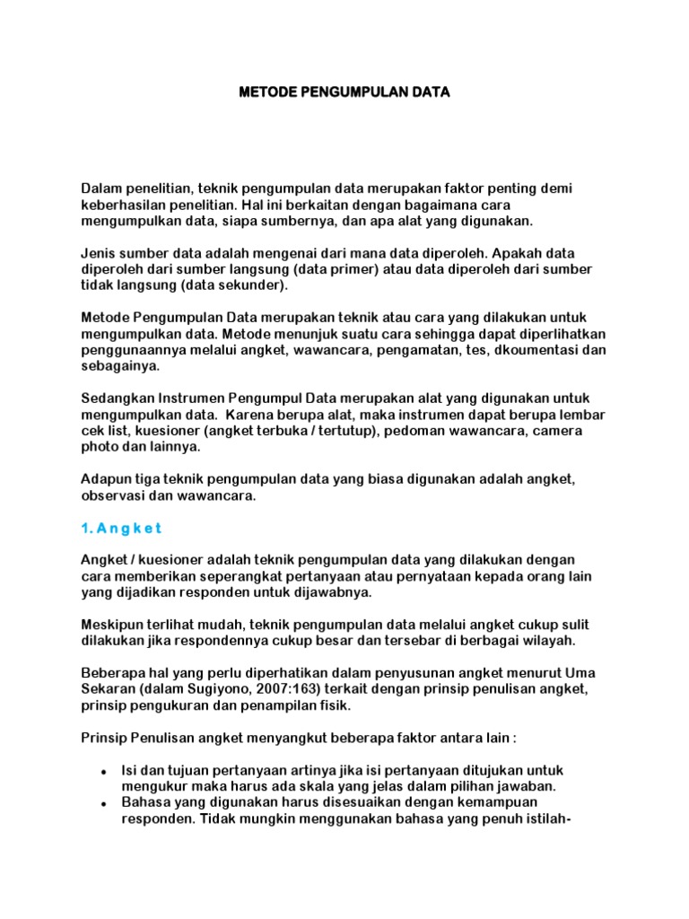 Metode Pengumpulan Data Pdf