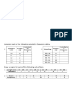 Cumulative Frequency Tables