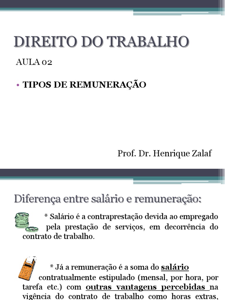Aula 02 - Tipos de Remuneração | PDF | Trabalho | Compensação de emprego